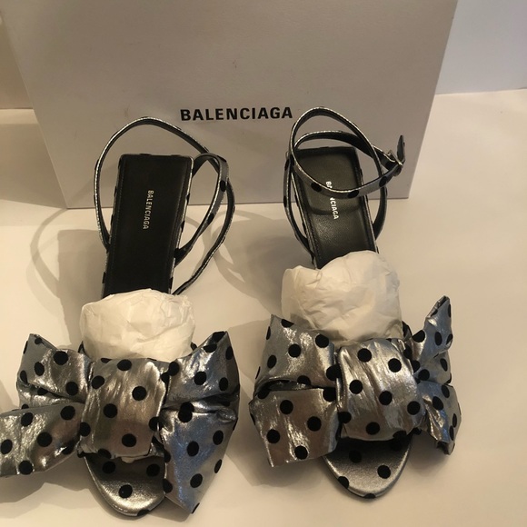 Balenciaga polda dots metalic satin sandals 39 - Picture 2 of 8